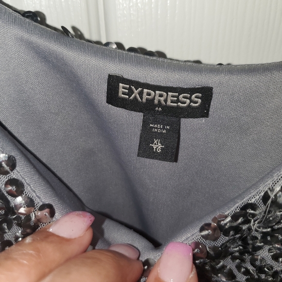 Express sequined tank. Size large and worn once. - Picture 3 of 4